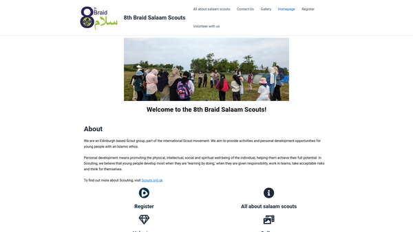 Screenshot of the Edinburgh Muslim Scouts website