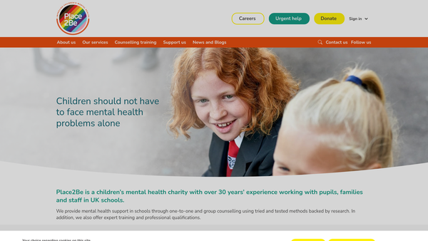 Screenshot of the Place2Be website