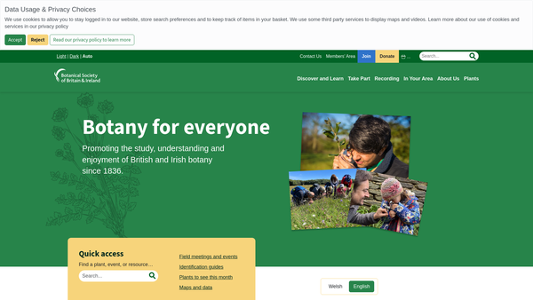 Screenshot of the Botanical Society Of Britain and Ireland website