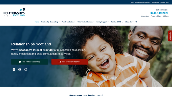 Screenshot of the Relationships Scotland website