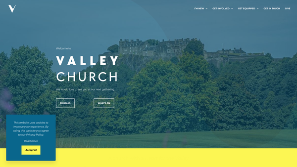 Screenshot of the Valley Church website
