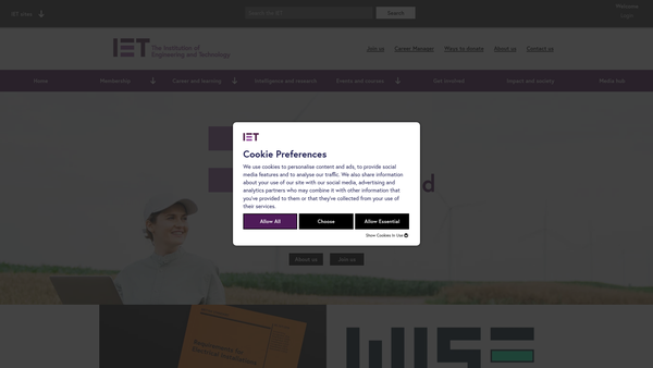 Screenshot of the The Institution of Engineering and Technology website