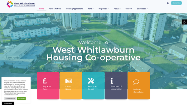 Screenshot of the West Whitlawburn Housing Co-Operative Ltd website
