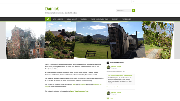 Screenshot of the Darnick Village Development Trust website