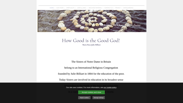 Screenshot of the Sisters of Notre Dame De Namur website