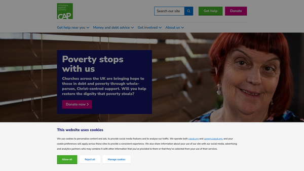 Screenshot of the Christians Against Poverty website