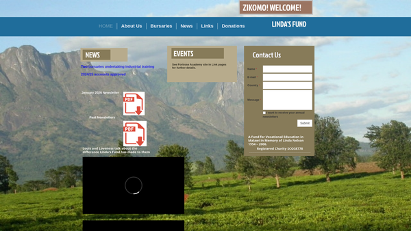 Screenshot of the Linda's Fund website