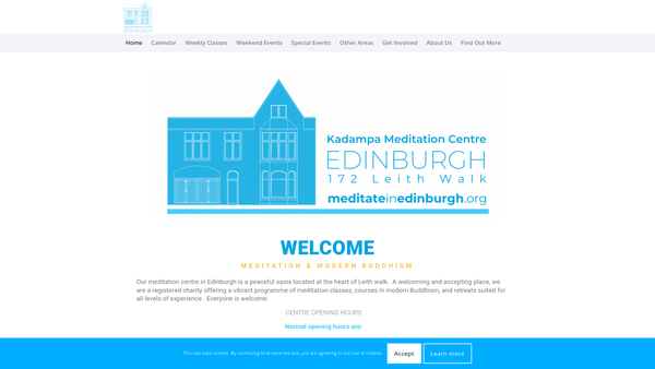 Screenshot of the Kadampa Meditation Centre Edinburgh Ltd website
