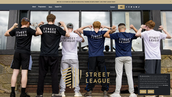 Screenshot of the Street League website