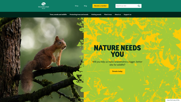 Screenshot of the The Woodland Trust website