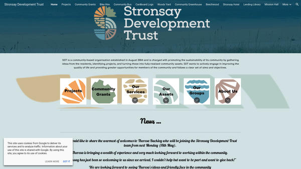 Screenshot of the Stronsay Development Trust website