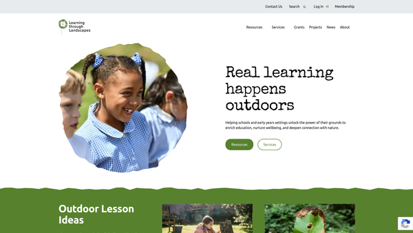 Screenshot of the The Learning Through Landscapes Trust website