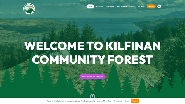 Screenshot of the Kilfinan Community Forest Company website