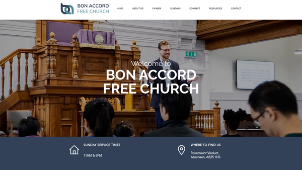Screenshot of the Bon Accord Free Church Of Scotland website