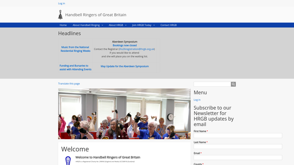 Screenshot of the Handbell Ringers Of Great Britain website