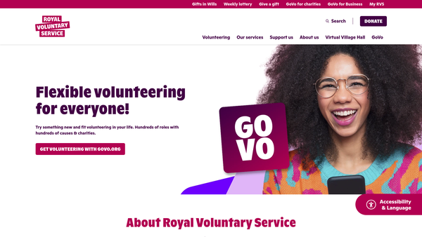 Screenshot of the Royal Voluntary Service website