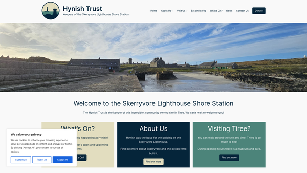 Screenshot of the The Hynish Trust website