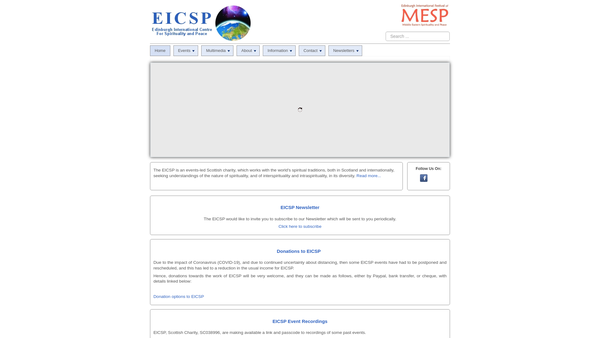 Screenshot of the Edinburgh International Centre For Spirituality And Peace, EICSP website
