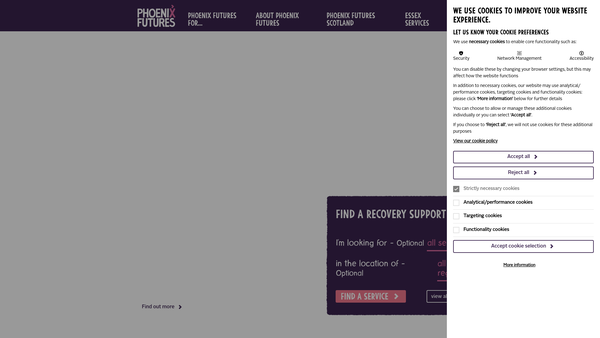 Screenshot of the Phoenix House website