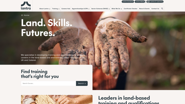 Screenshot of the Lantra website