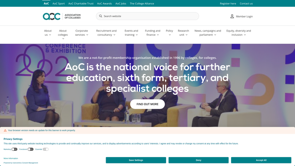 Screenshot of the Association of Colleges Charitable Trust website