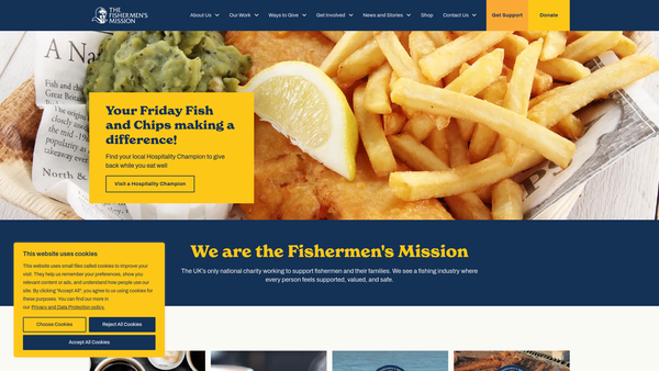 Screenshot of the Royal National Mission to Deep Sea Fishermen website