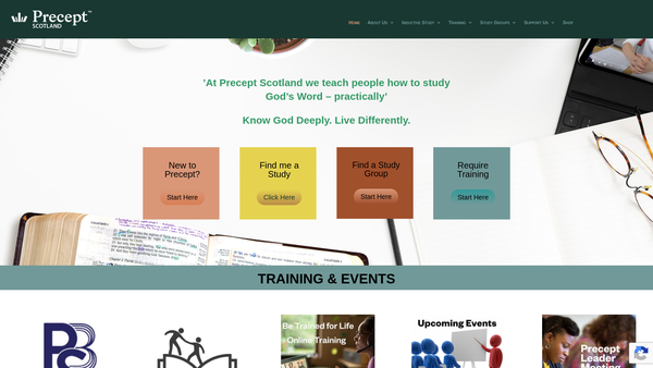 Screenshot of the Precept Ministries Scotland website