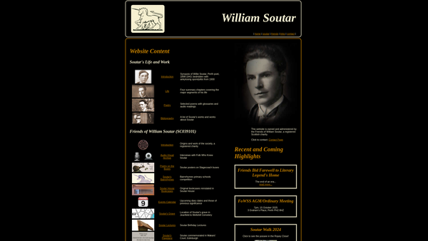 Screenshot of the Friends of William Soutar Society website