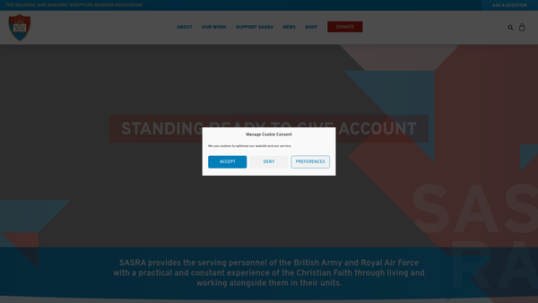 Screenshot of the The Soldiers’ and Aviators’ Scripture Readers Association website