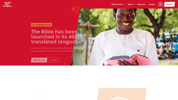 Screenshot of the Wycliffe UK Ltd website