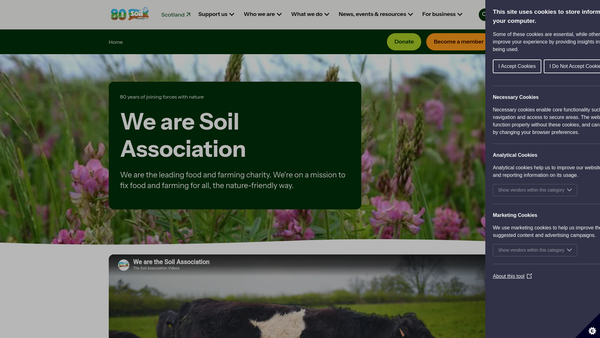 Screenshot of the Soil Association Ltd website