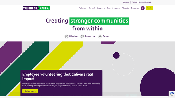 Screenshot of the Volunteering Matters website