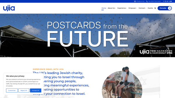 Screenshot of the United Jewish Israel Appeal website