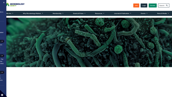 Screenshot of the Microbiology Society website