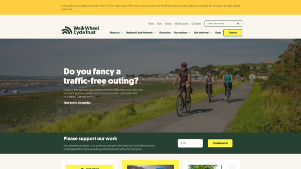 Screenshot of the Walk Wheel Cycle Trust website
