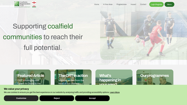 Screenshot of the The Coalfields Regeneration Trust website