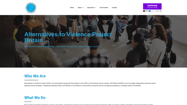 Screenshot of the Alternatives to Violence Project Britain website