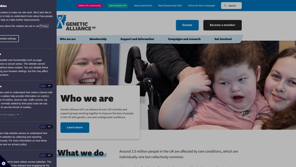 Screenshot of the Genetic Alliance UK Ltd website
