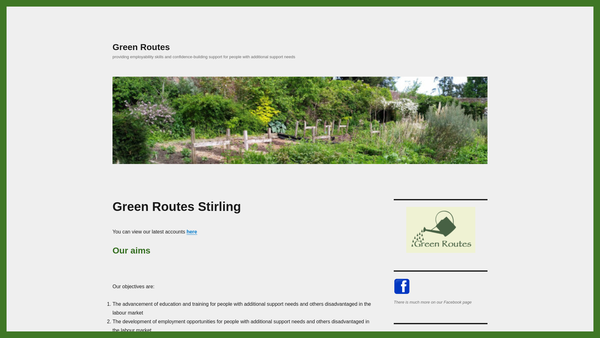 Screenshot of the Green Routes Stirling website