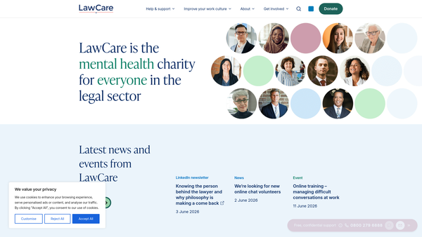 Screenshot of the Lawcare Limited website