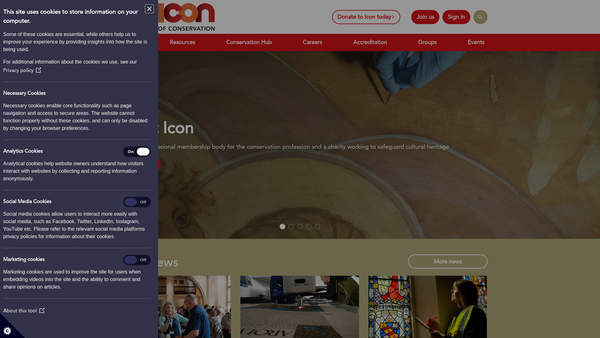 Screenshot of the Institute of Conservation website