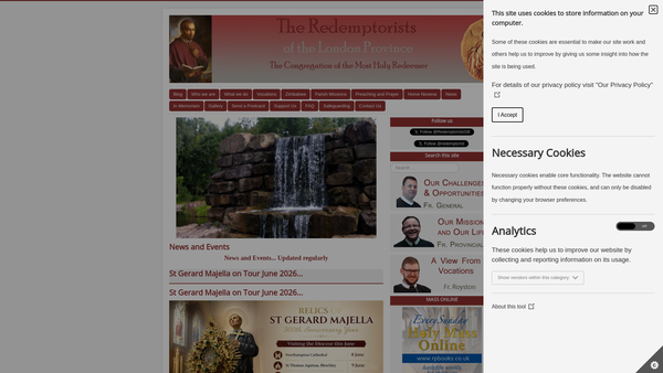 Screenshot of the Roman Catholic Purposes in Connection with the Congregation of the Most Holy Redeemer website