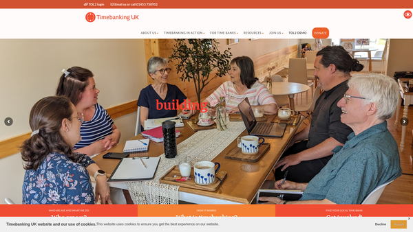 Screenshot of the Time Banks UK website