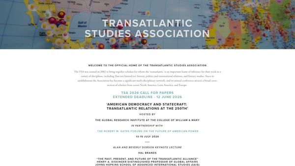 Screenshot of the Transatlantic Studies Association website