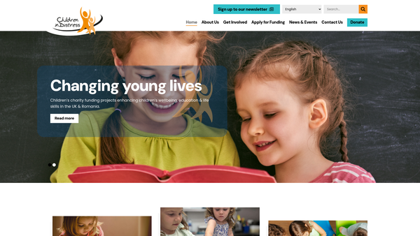 Screenshot of the Children in Distress website