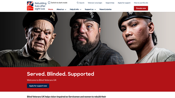 Screenshot of the Blind Veterans UK website