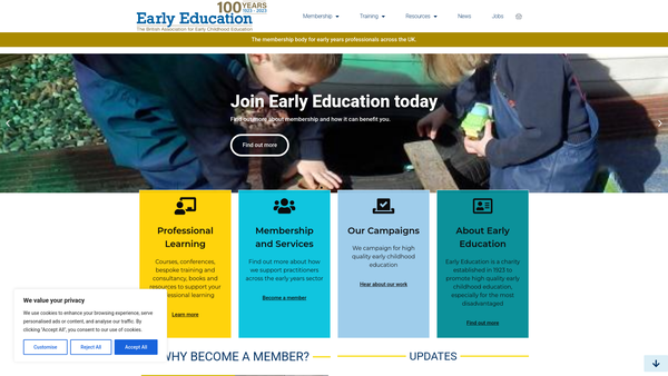 Screenshot of the The British Association For Early Childhood Education website