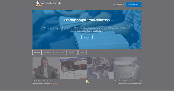 Screenshot of the Teen Challenge UK website