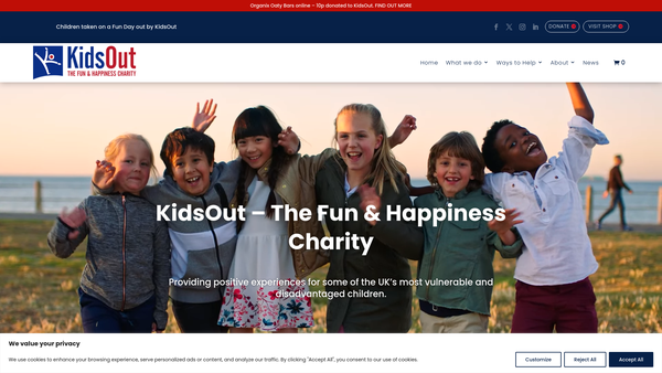 Screenshot of the KidsOut website