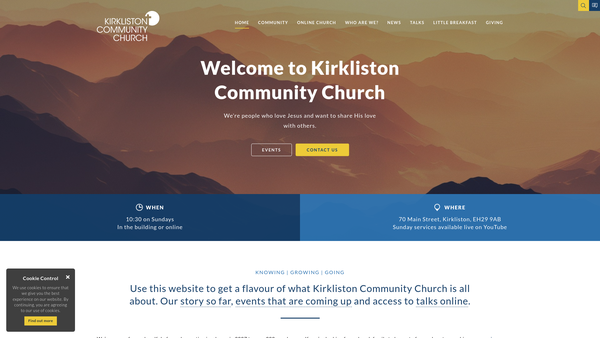 Screenshot of the Kirkliston Community Church website